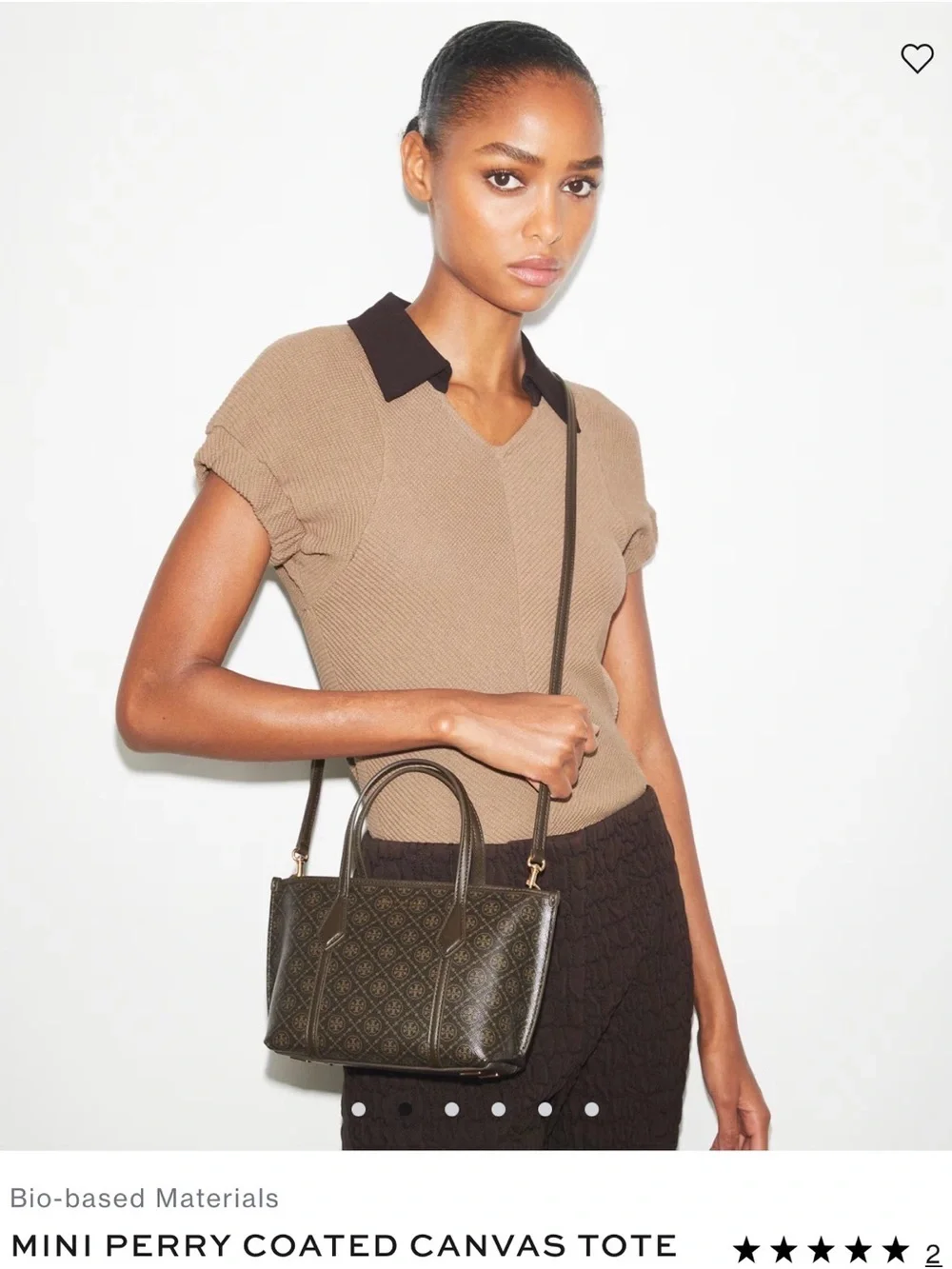 Tory Burch Brown Mini Perry Coated Canvas Tote